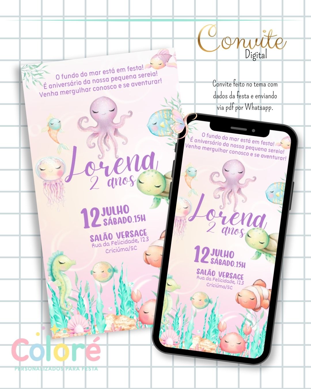 Convite Simple Fundo do Mar 1
